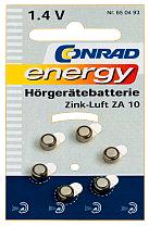 Batterier för hörapparat, zink/luft, ZA10