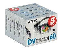 DV-kassett TDK 60 min, 5-pack