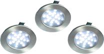 Inbyggnadslampor med lysdioder 3-pack, runda