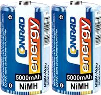 NIMH R20-BATTERI, 2-PACK 5000 MAH