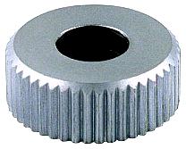 Räfflad mutter, diam. 12 mm, axel 4 mm