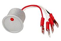 Sabotagesäker knapp, M22 Aluminium-natur (NO) med Fast-on-anslutningar, röd