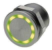 Sabotagesäker knapp, M22 Aluminium-natur (NO) med litzkablar, röd