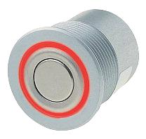 Sabotagesäker knapp, MCS30, Aluminium-natur (NO) med litzkablar, röd