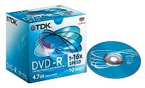 TDK DVD-R, 16x,10st, hårdplast- fodral