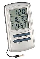 Termometer/hygrometer inne-ute m. klocka