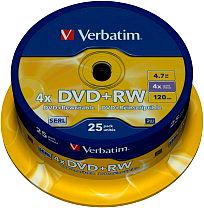 Verbatim DVD+RW 4x, 25st, spindel
